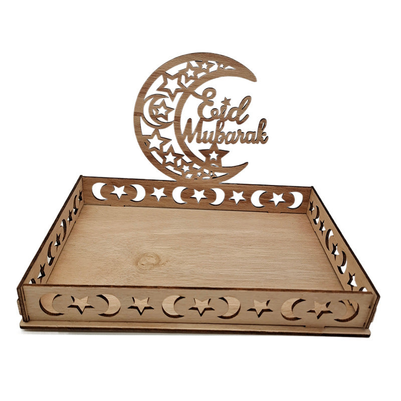 Wooden Moon Ornaments Holiday Decor Dessert Tray for Dining Table