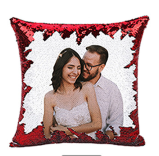 Sequin Custom Gift Pillow - Soft Velvet Cover with Color Options, 40x40cm