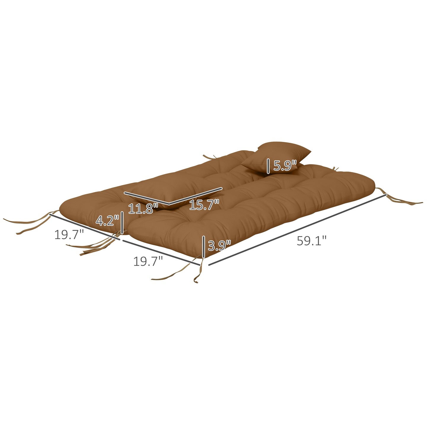 59" Outdoor Bench Cushion Set with Throw Pillows - Tan