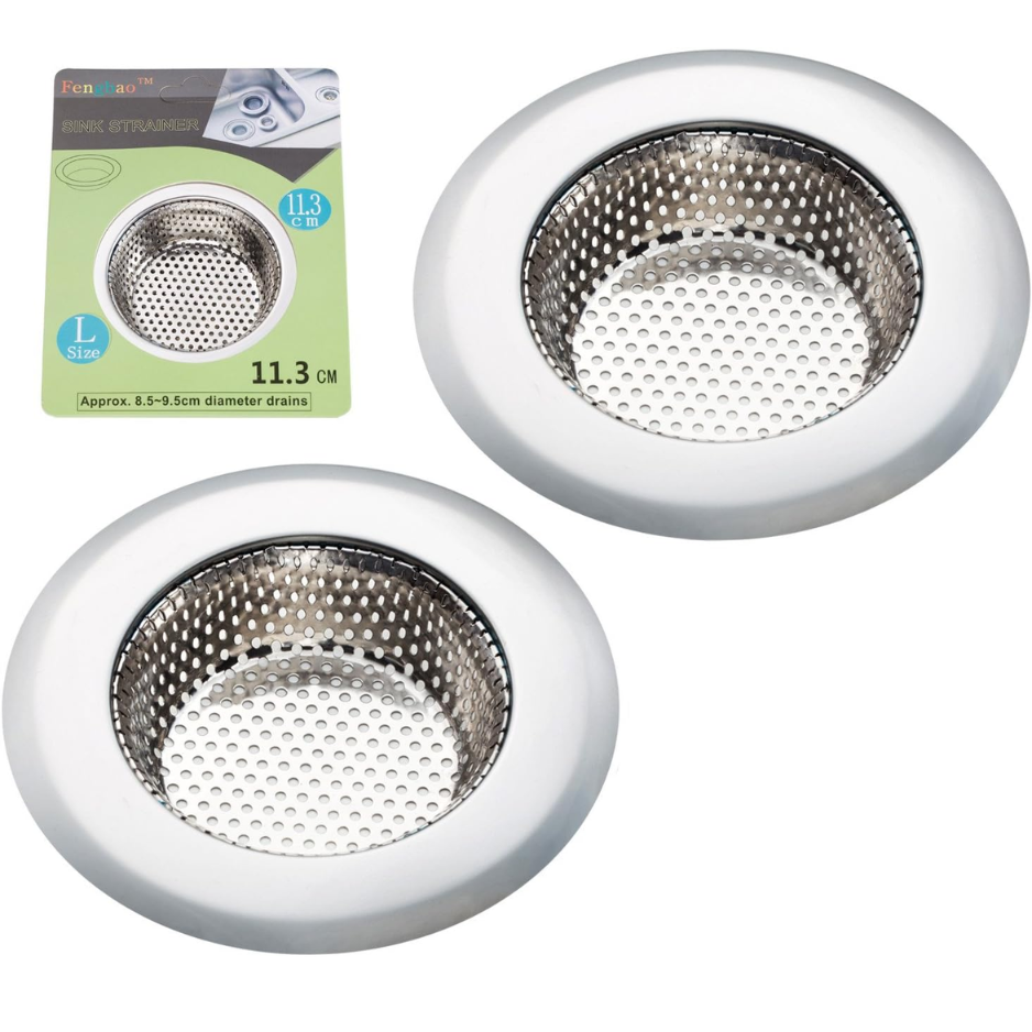 Stainless Steel Kitchen Sink Strainer Set - 4.5 Inch Wide Rim