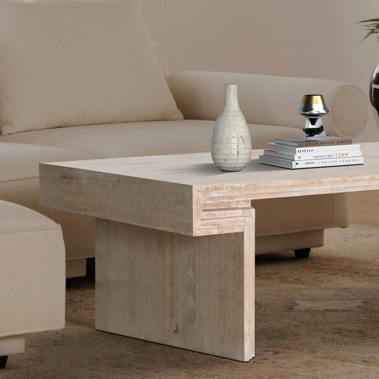 American Vintage Industrial Coffee Table - Double-Tier Antique Natural