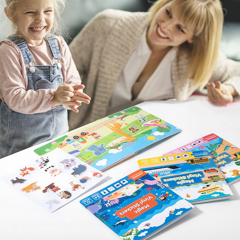 Educational Jelly Book Toys with Repeated Sticky Paper - Dinosaur, Animal, Ocean & Transport Styles