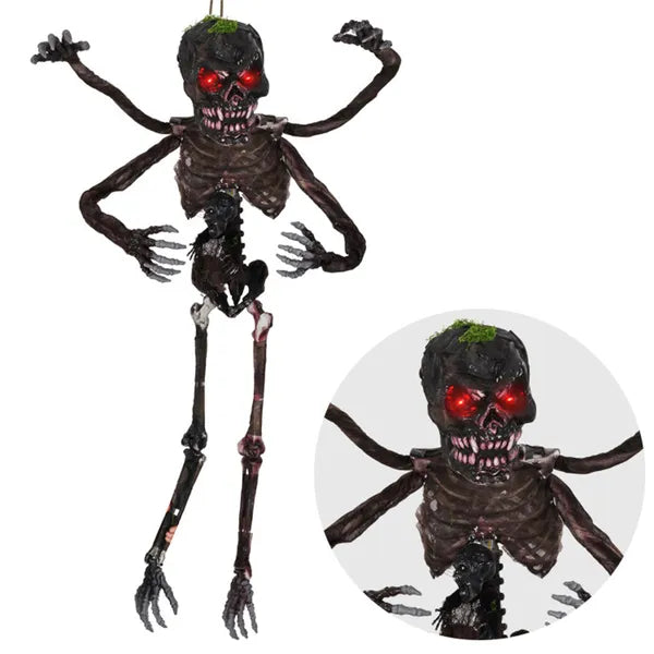 6ft Halloween Skeleton Decoration - Sound-Activated, Flashing Eyes, Poseable Arms
