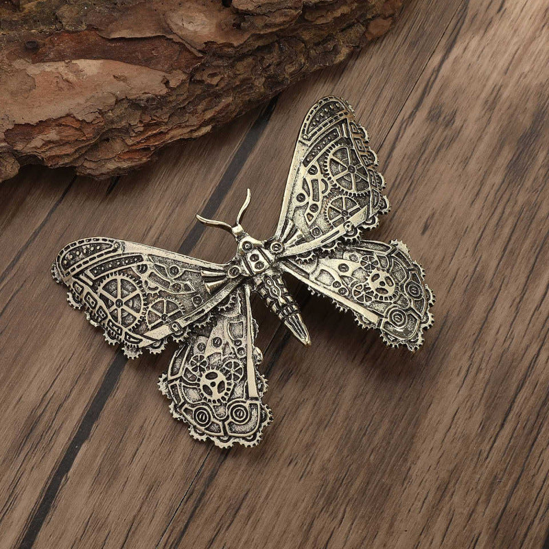 Retro Gothic Mechanical Butterfly Hair Clip - Unisex Metal Hair Accessory