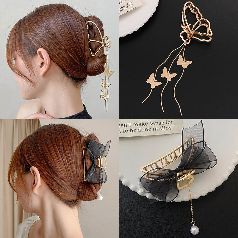 Hair Catch Clip - Metal Bow & Butterfly Designs