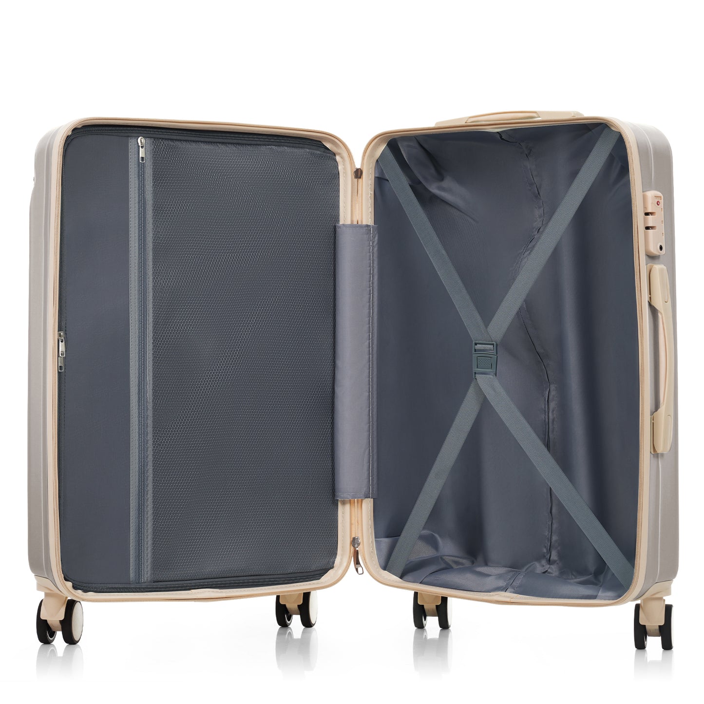 Premium ABS Travel Luggage Set - 3-Piece with TSA Lock, Light Grey
