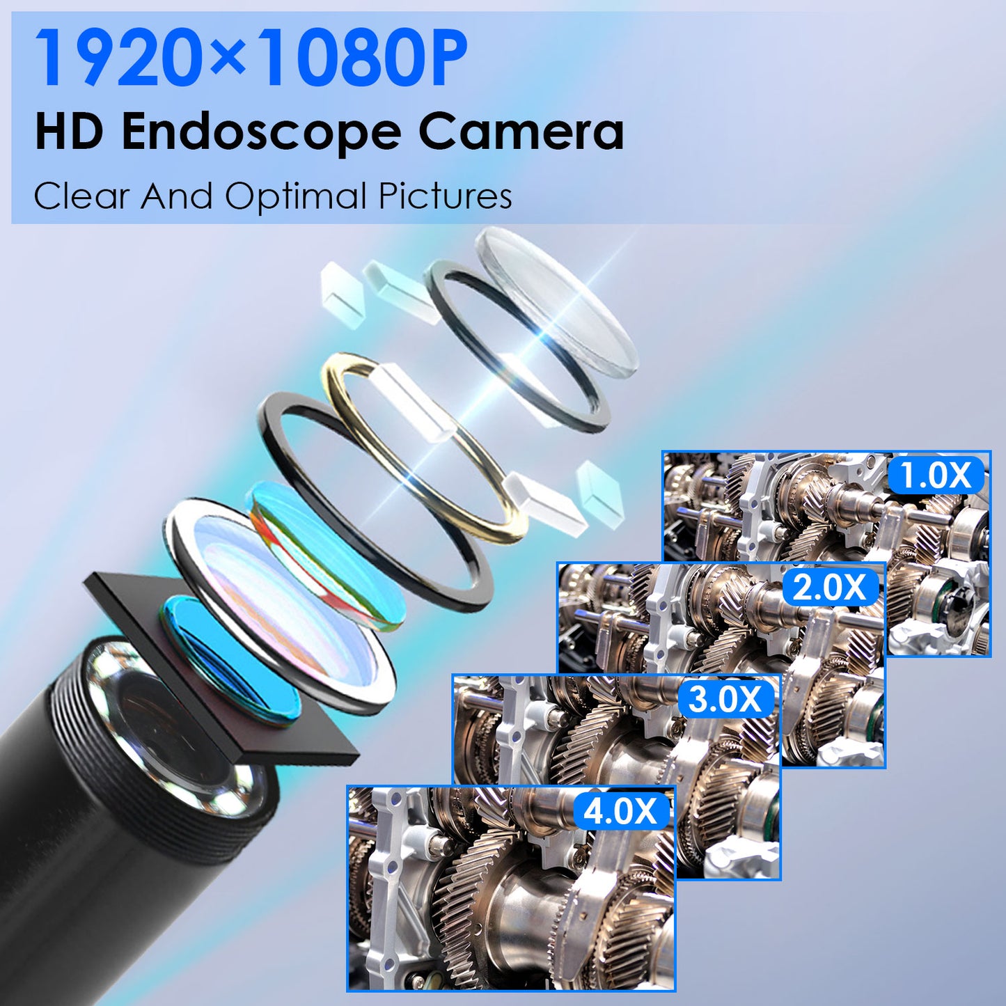 Endoscope Camera with 4.3-Inch Color Screen 1080P Waterproof 8mm Borescope Inspection Tool