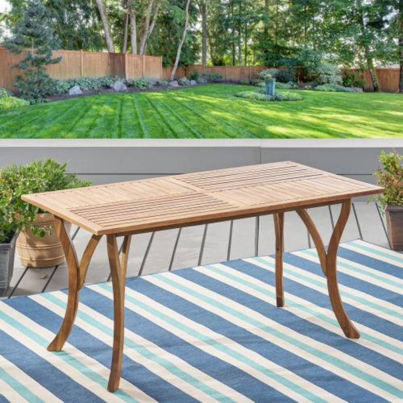 Outdoor Rectangular Dining Table - 59 Inch Solid Wood in Teak