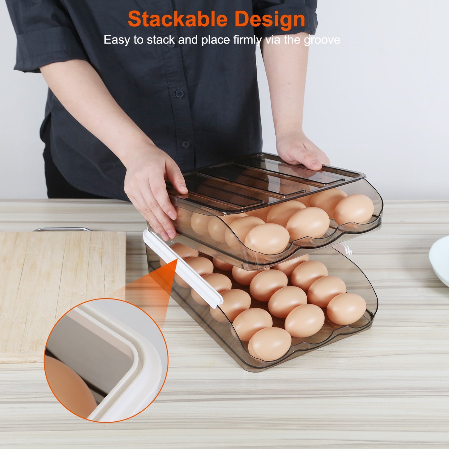 Egg Container Holder For Refrigerator Double Layer Storage Box With
