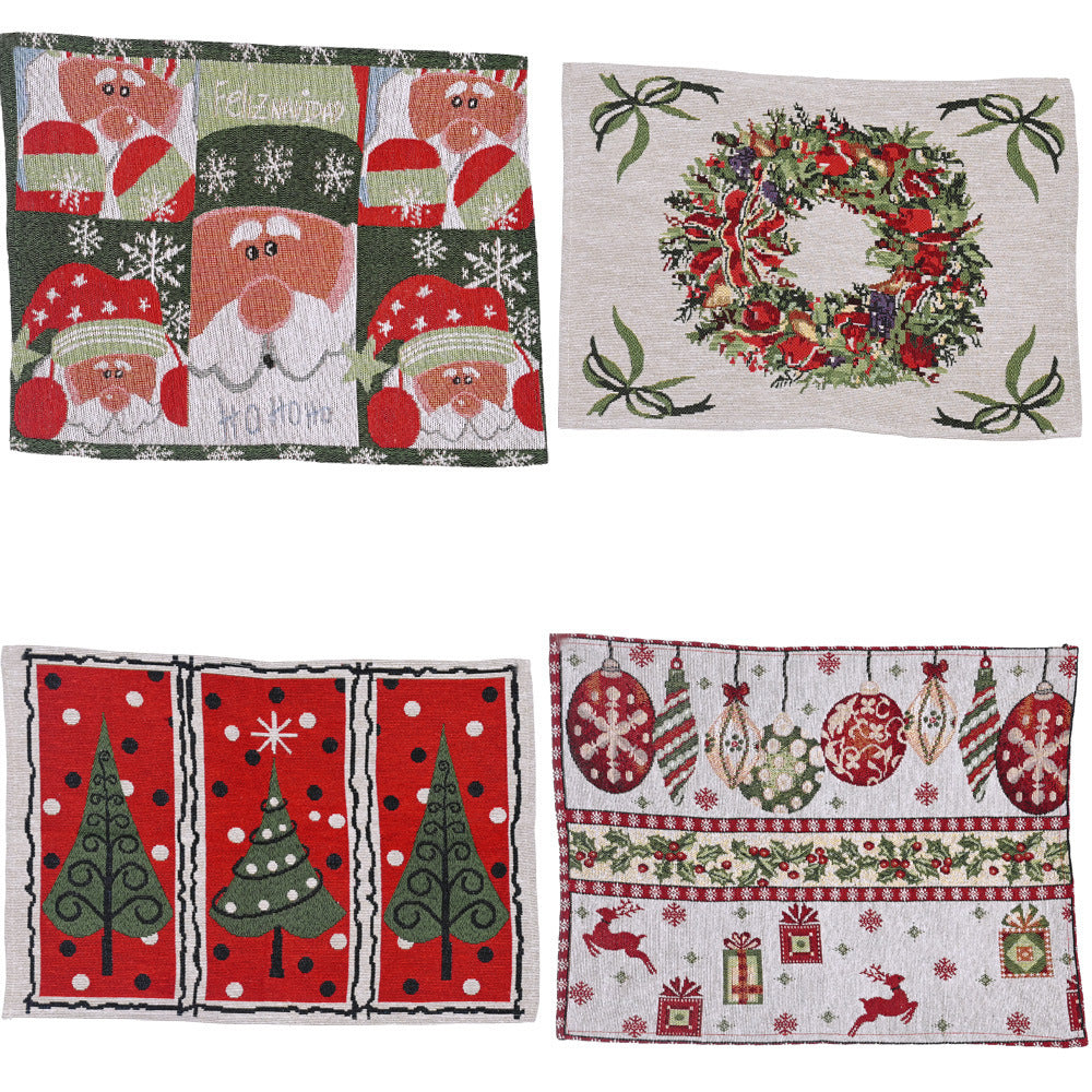 Christmas Knitted Cloth Placemats Set - Holiday Table Decor for Home