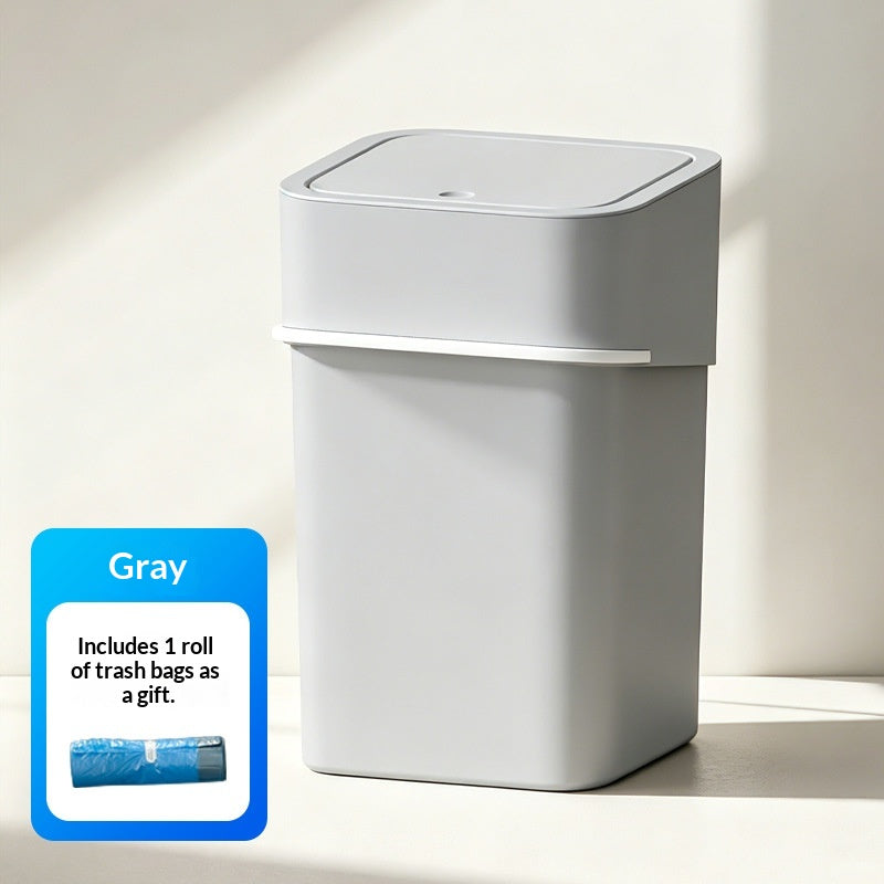 Pet Odor Control Trash Can for Cat Litter - Square, Odor-Resistant, White & Gray