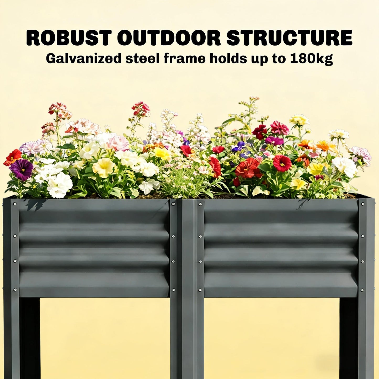 Outdoor Elevated Planter Box - Dark Gray Raised Garden Bed