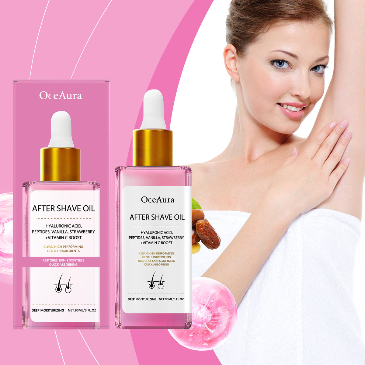 Hair Removal & Shaving Repair Essential Oil - Strawberry Flavored, 90ml