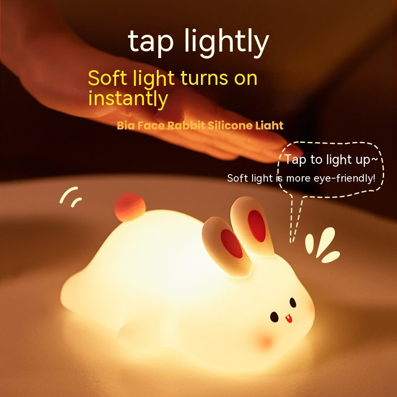 Cute LED Night Light for Kids - Touch Control Rabbit & Duck Nightlights, Rechargeable Bedside Lamp, Christmas Gift