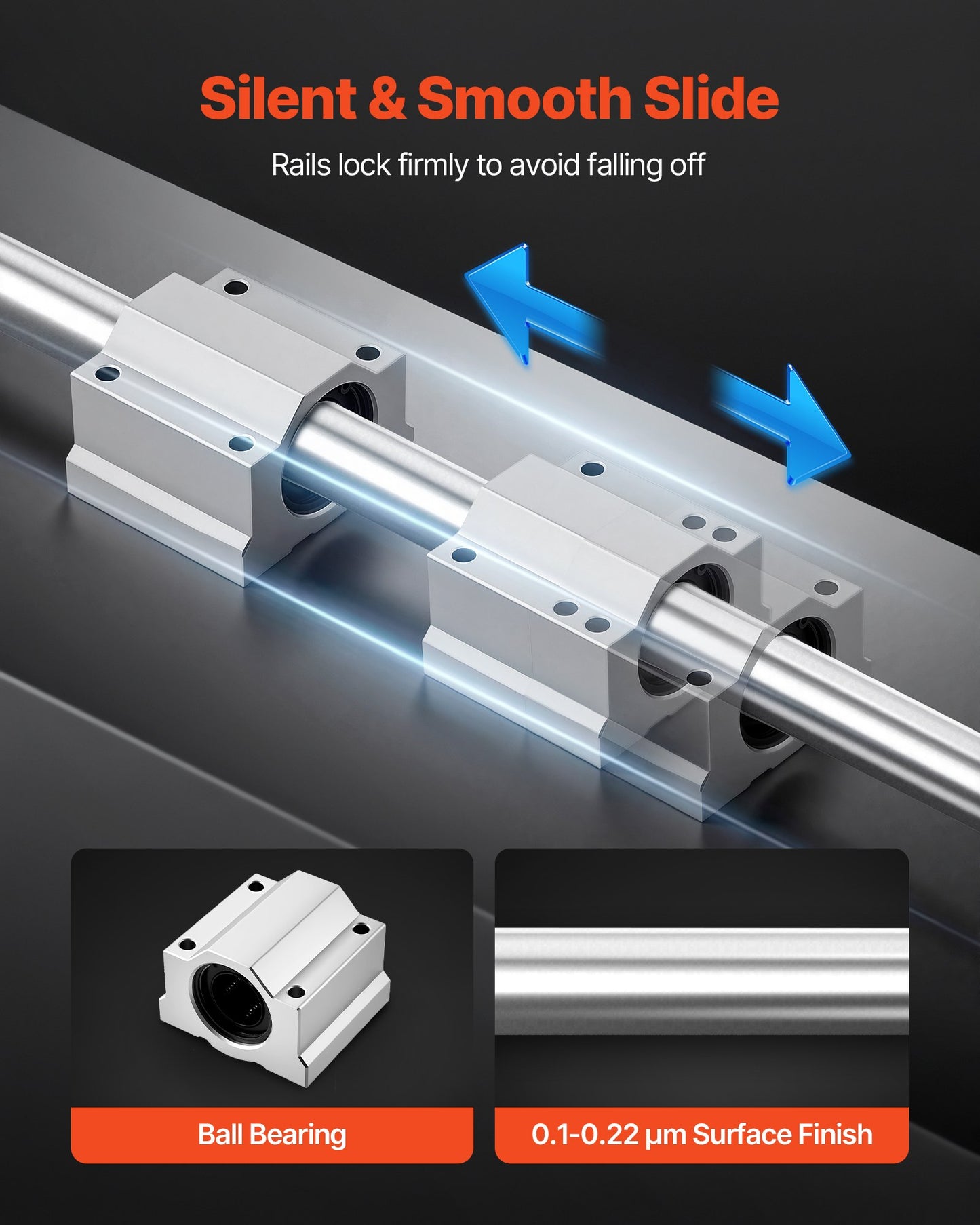 Linear Rail Kit 1000mm with 4 Slide Blocks for CNC, Milling, Engraving Machines