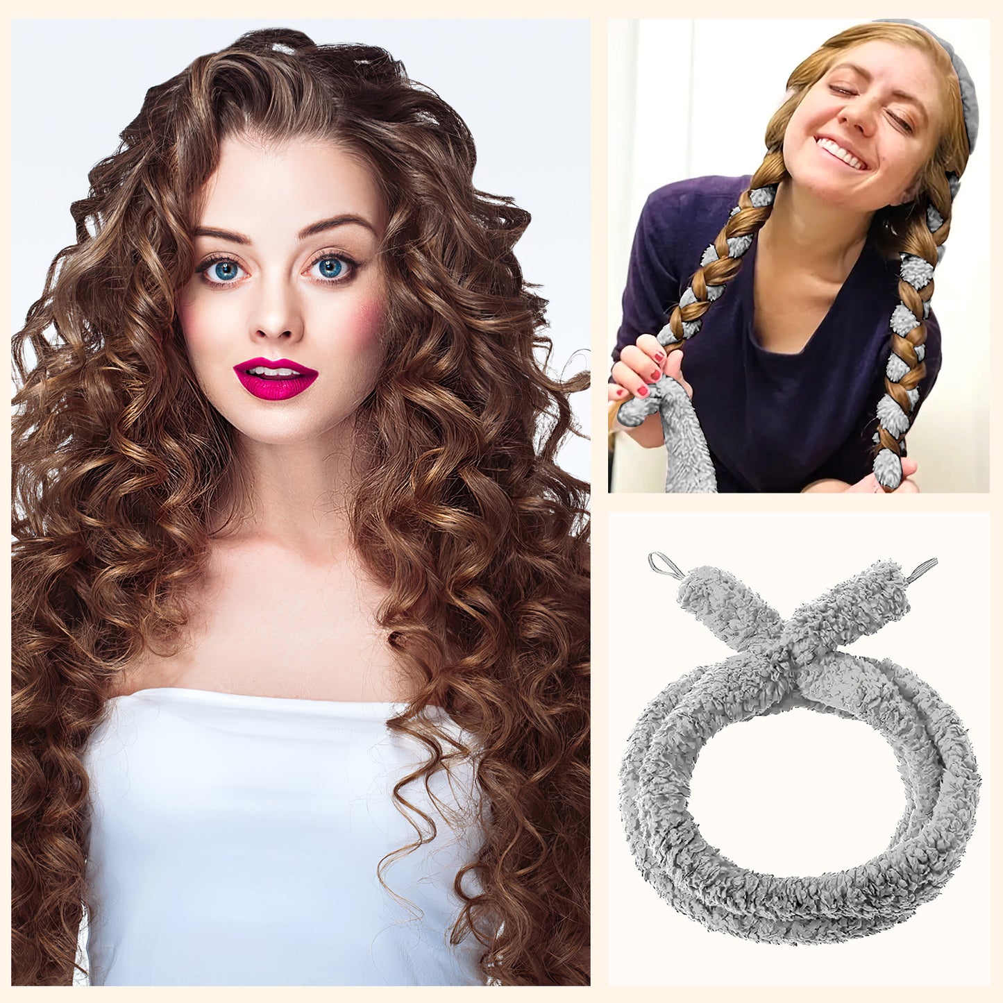 Satin Heatless Hair Curler Set for Overnight Frizz-Free Curls