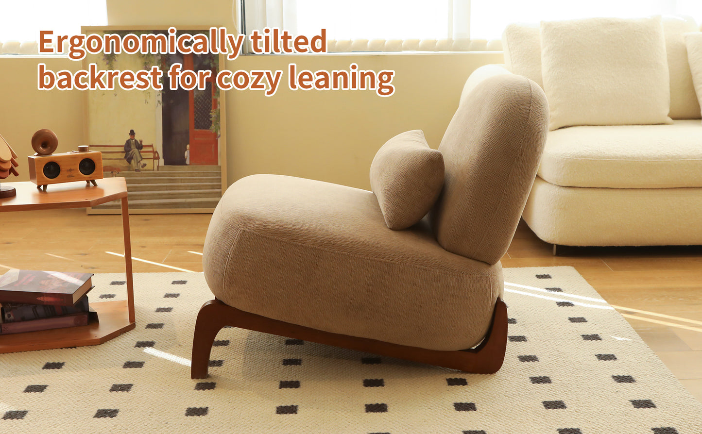 Cozy Accent Chair with Solid Wood Legs - Set of 2, Camel