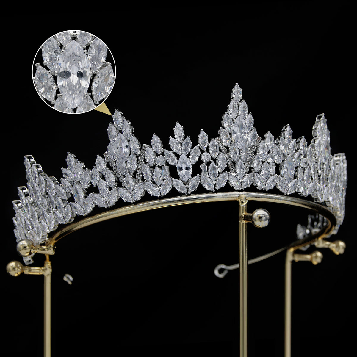 Bride Crown Headpiece - Brass & Zircon