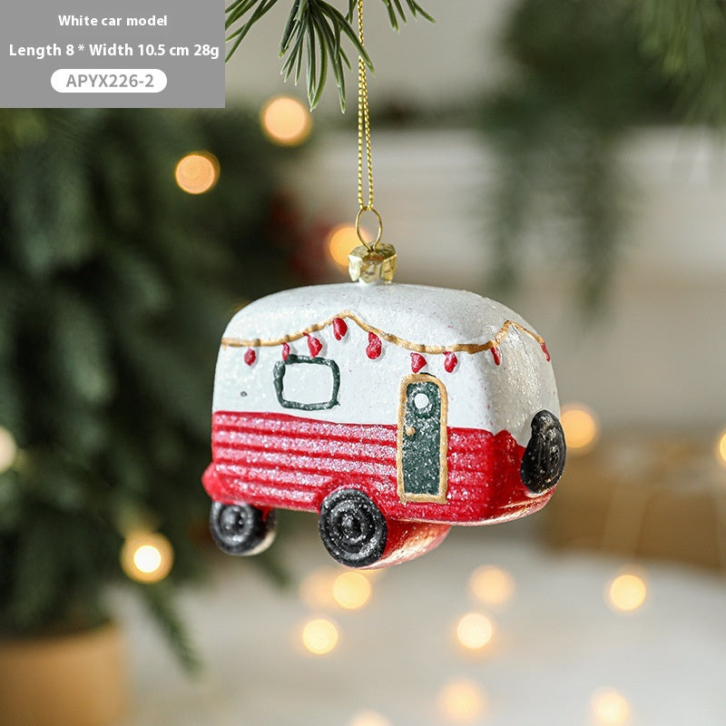Christmas Tree Decorations Painted Plastic Ornaments Set - Holiday Decor