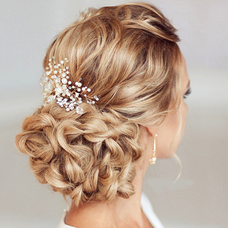 Bridal Pearl Hair Comb Wedding Hair Accessory with Silver or Gold Iron Wire