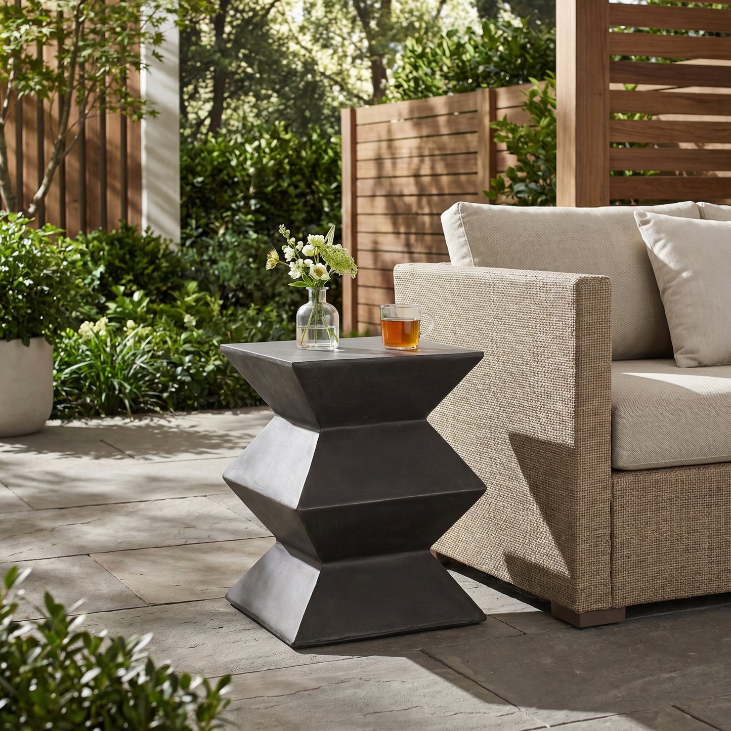 Outdoor Lightweight Concrete Side Table - Copper