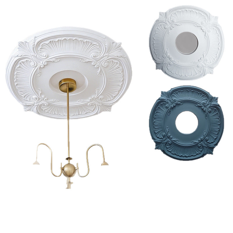French-Style PU Molded Ceiling Light Fixtures Imitating Plaster Finish