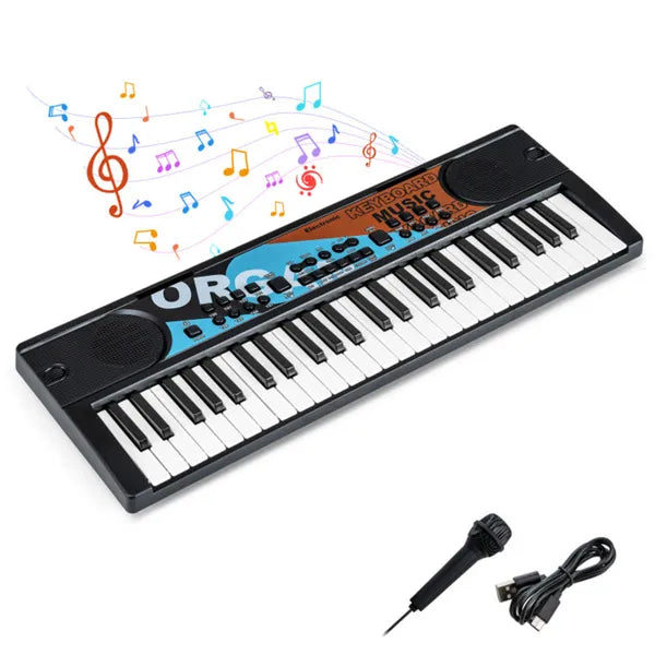 Kids Electronic Keyboard with Microphone - 49 Keys, 8 Tones