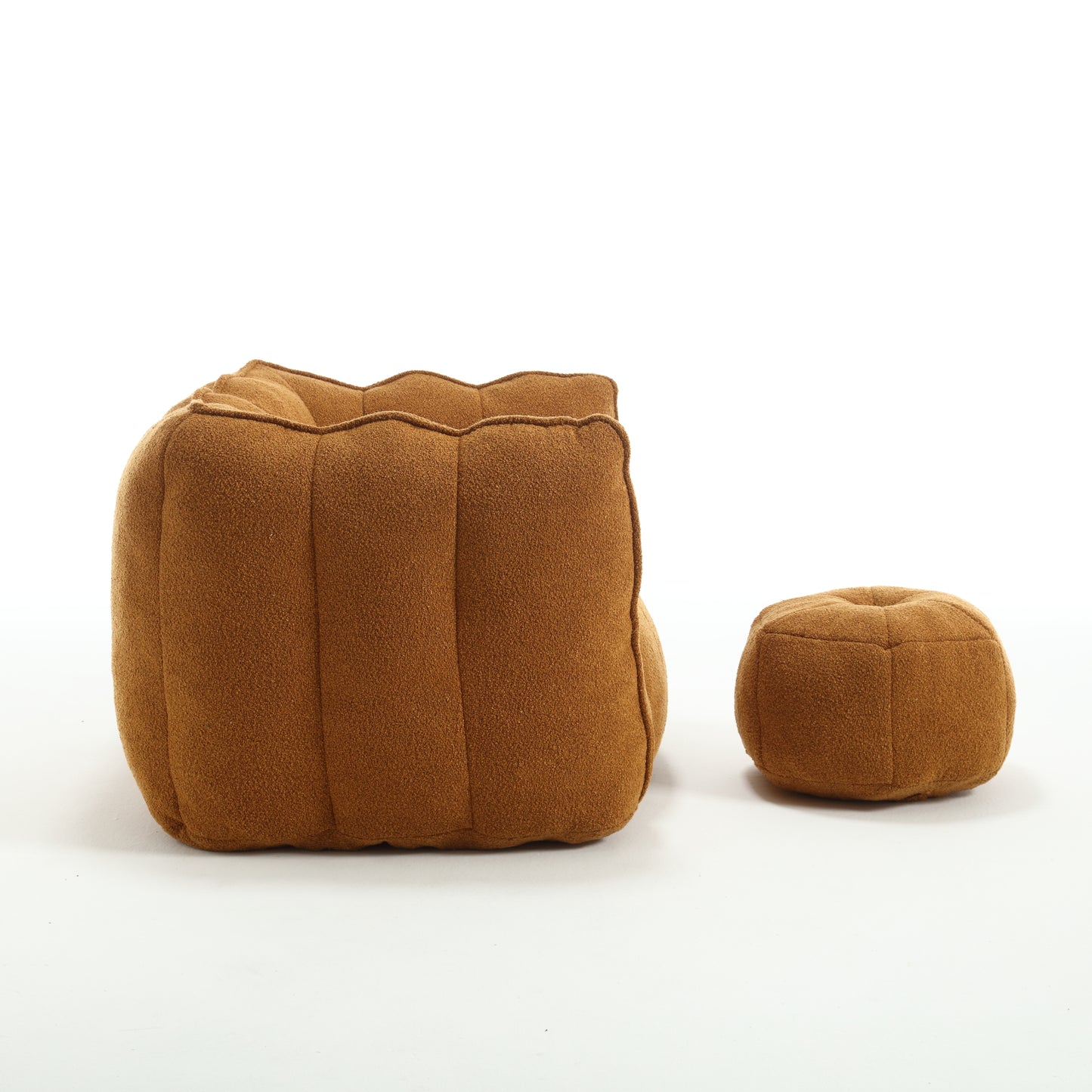 Soft Chenille Bean Bag Chair with Foam Filler - Khaki & Yellow