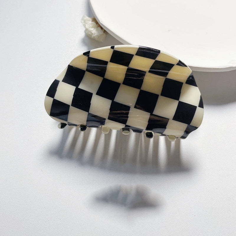 Retro Checkerboard Acetate Hair Clip