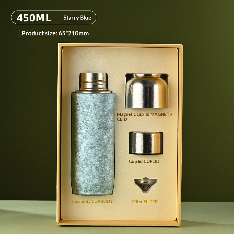 Insulated Titanium Water Bottle with Magnetic Lid - Double Wall, 450ml
