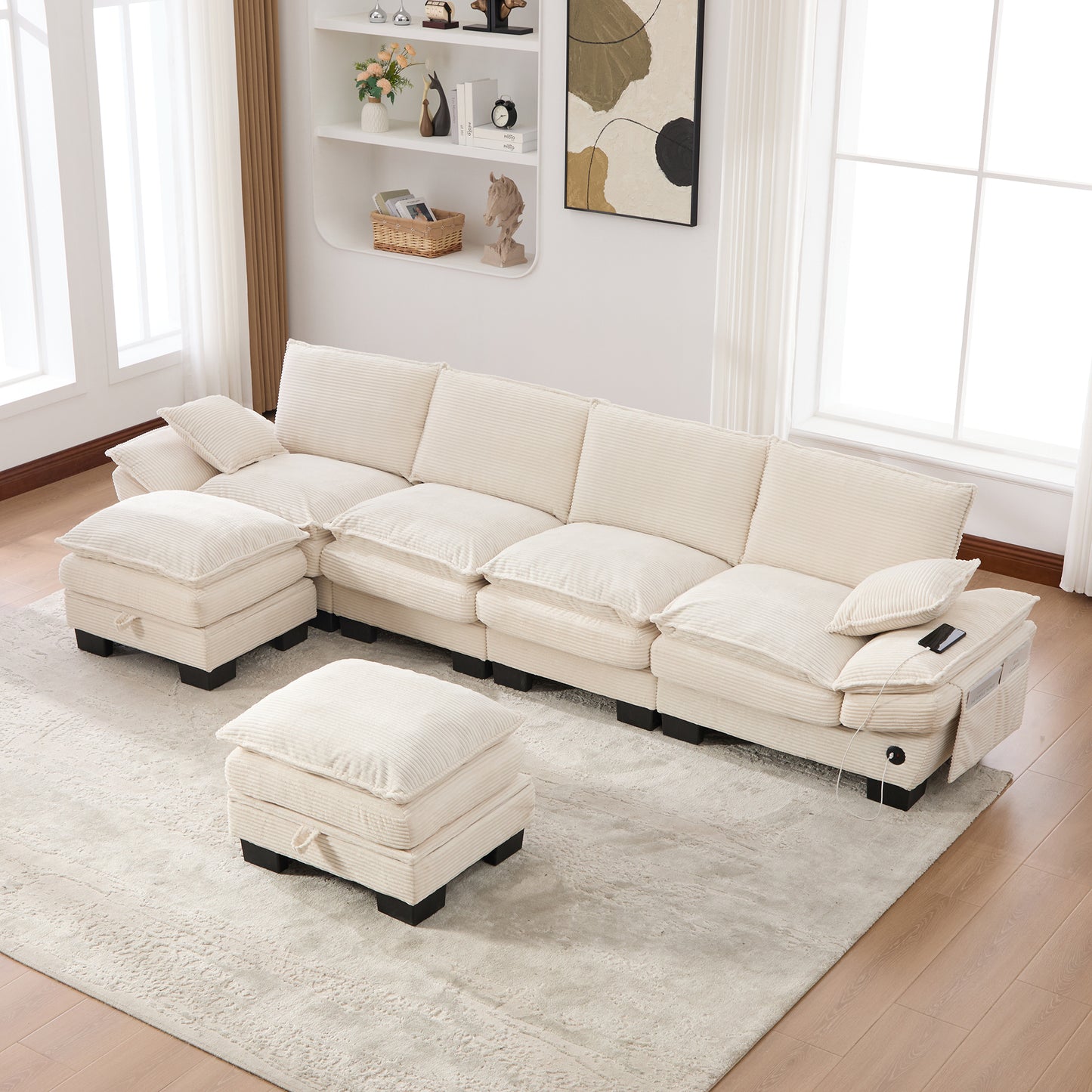 Modular Cloud Sofa - Comfy Corduroy Sectional for Living Room