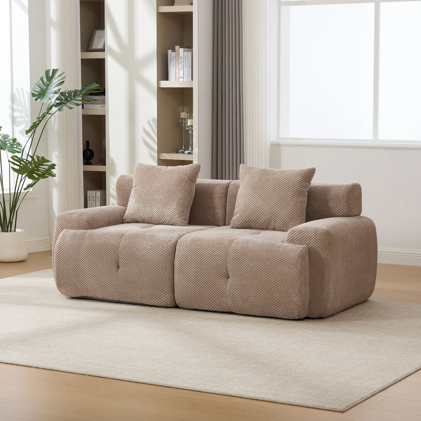 73" Modern Modular Loveseat Sofa - Convertible Tufted Couch with Pillows, Taupe