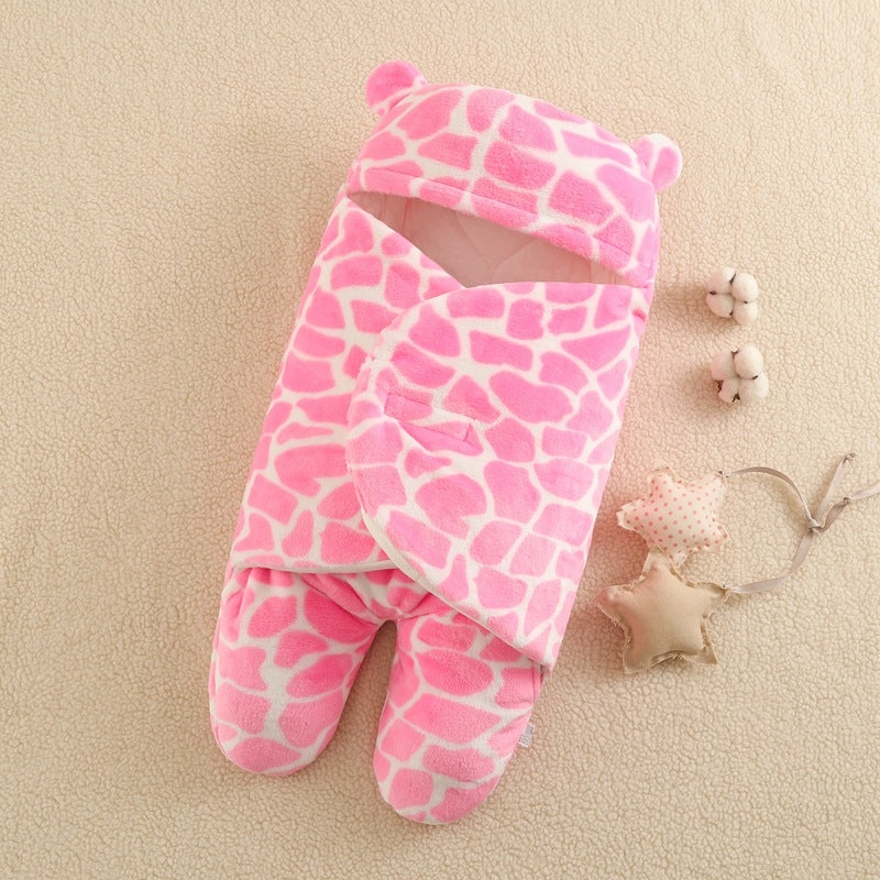 Baby Sleeping Bag with Cartoon Prints, Thick Flannel Swaddle for Newborns