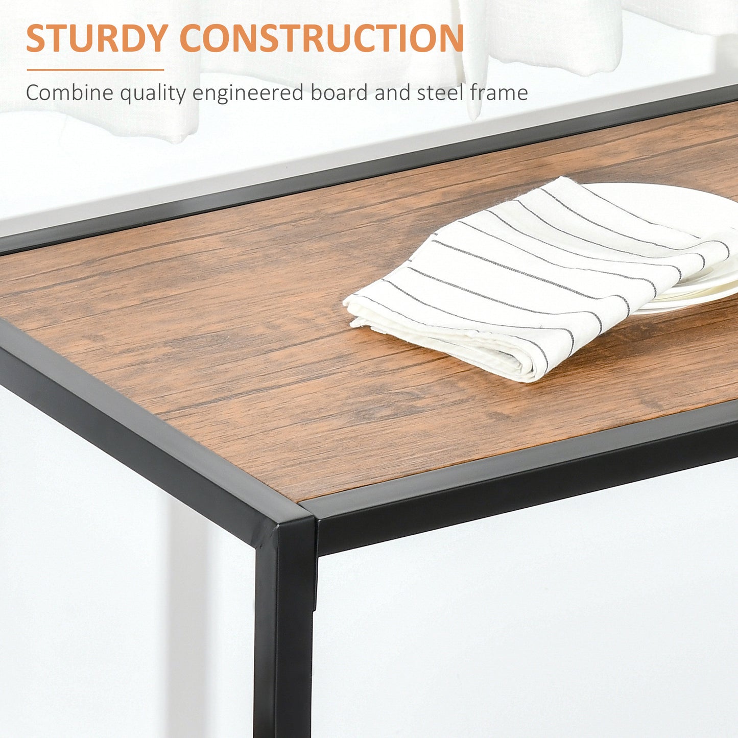 3-Piece Industrial Dining Set for 2 - Rustic Brown