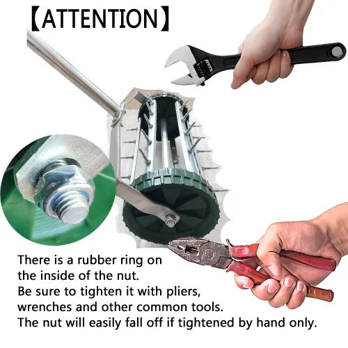 Heavy Duty Lawn Aerator with Steel Handle - Soil & Grass Maintenance Tool