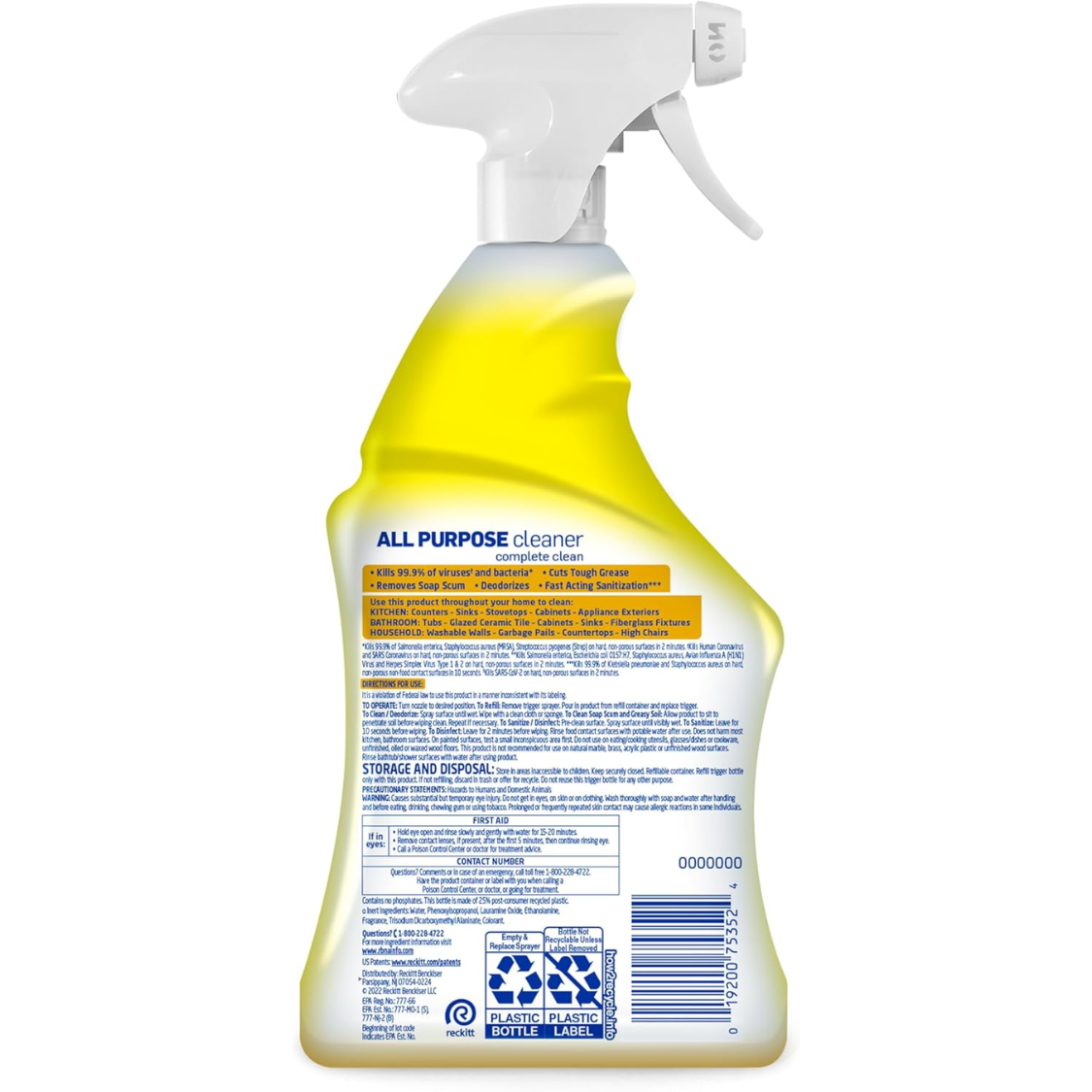 Multi-Purpose Disinfectant Cleaner Spray - Lemon Breeze Scent, 32 Fl Oz