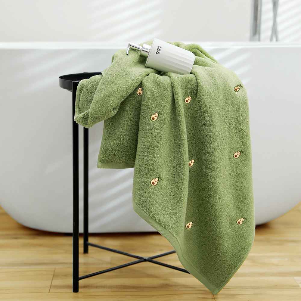 Embroidery Cotton Bath Towel - Soft, Absorbent, 70x140cm, Multiple Colors