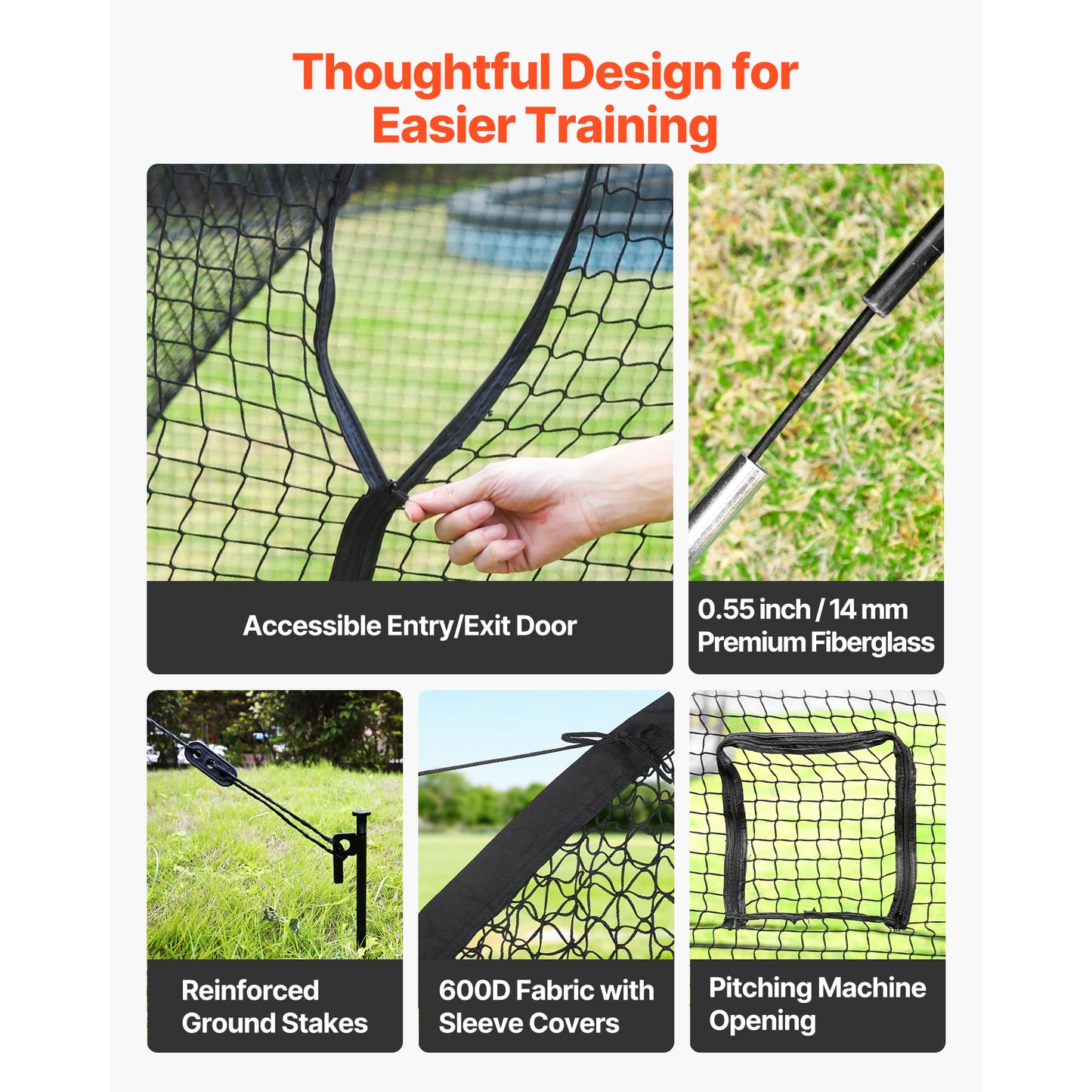 Portable Baseball Batting Cage 40x12.1x10 ft Freestanding Hitting Net for Indoor Outdoor Training