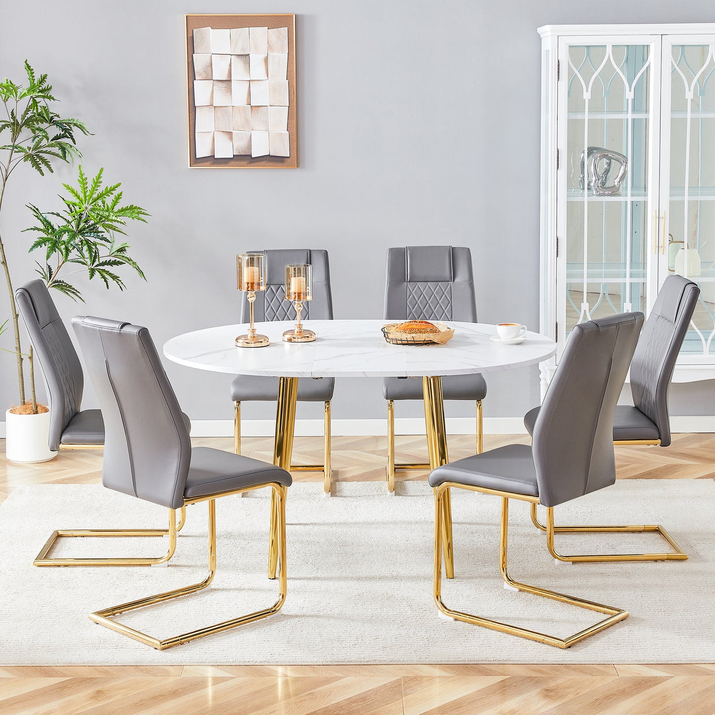 Table And Chair Set.Extendable MDF Dining Table.The Pull-out Is Ideal
