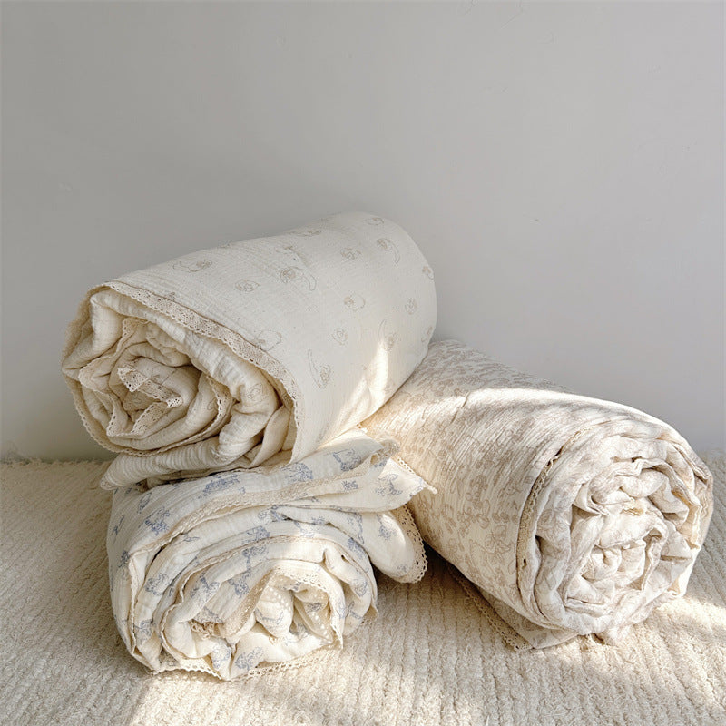 Pure Cotton Double-Layer Gauze Summer Duvet Cover Set - Lightweight & Breathable