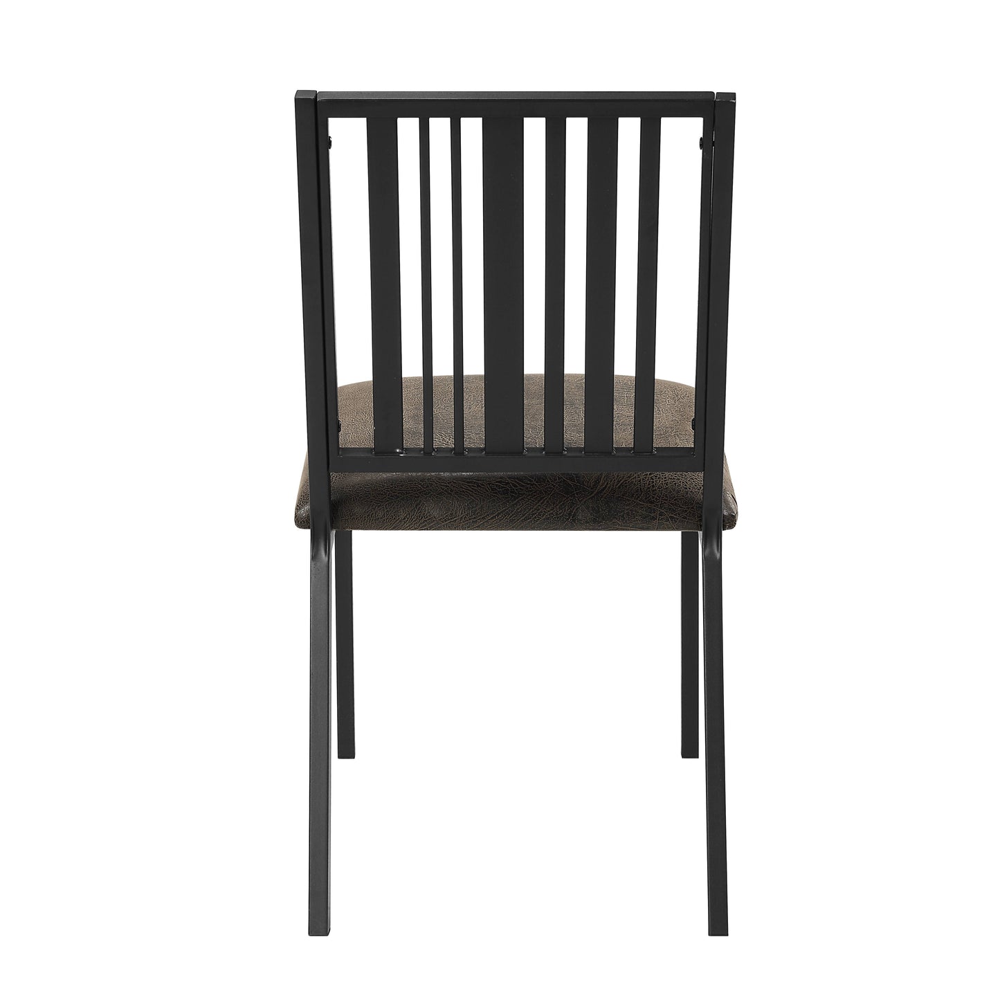 Set of 2 Synthetic Leather Side Chairs - Black & Espresso Finish