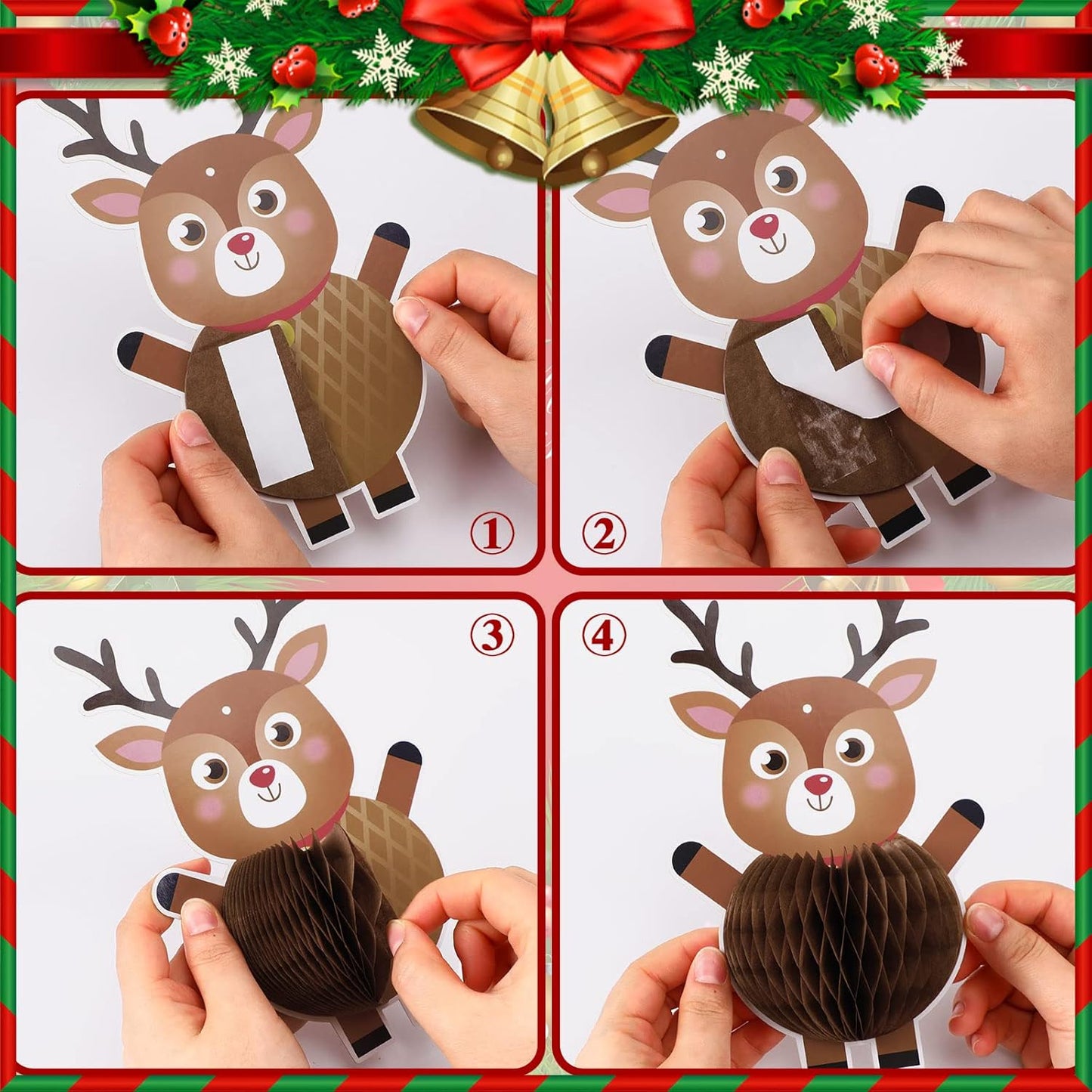 Christmas Honeycomb Ball Ornament Set - 6 Honeycomb Balls & Snowflakes