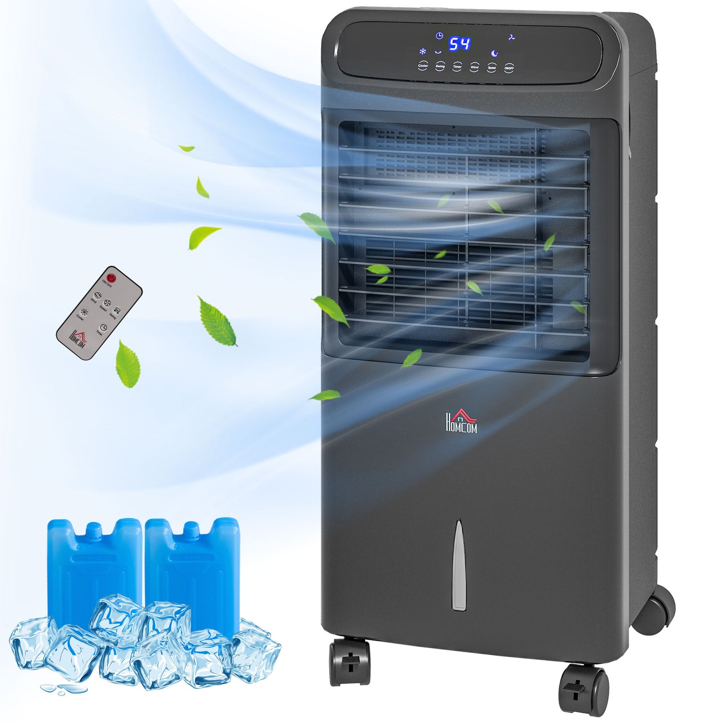 3-in-1 Portable Evaporative Air Cooler with Remote, Oscillating, Timer - Black