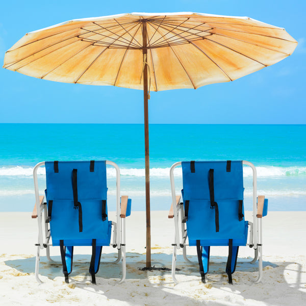 Folding Beach Chair Set of 2 - 4-Position Portable Camping Chairs