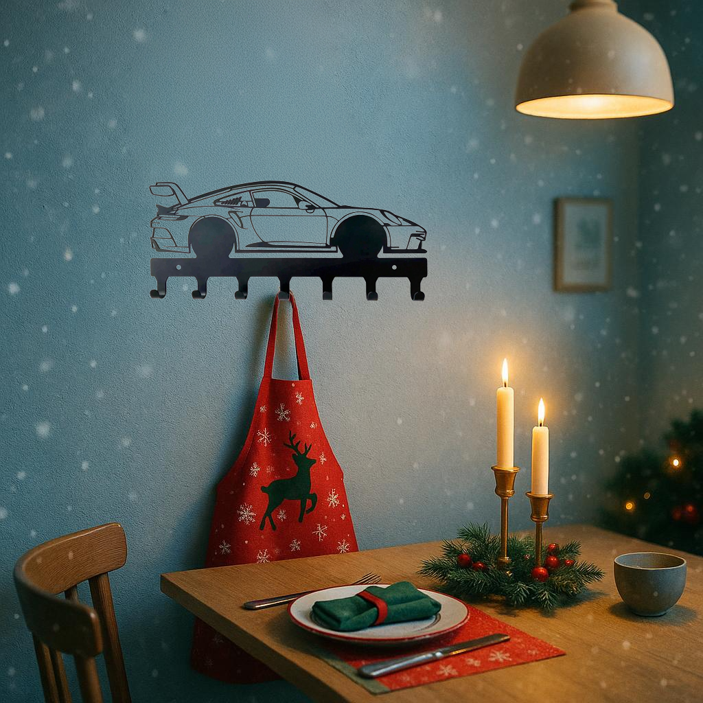 Racing Car Keychain & Wall Mount Hook - Stylish Key Holder