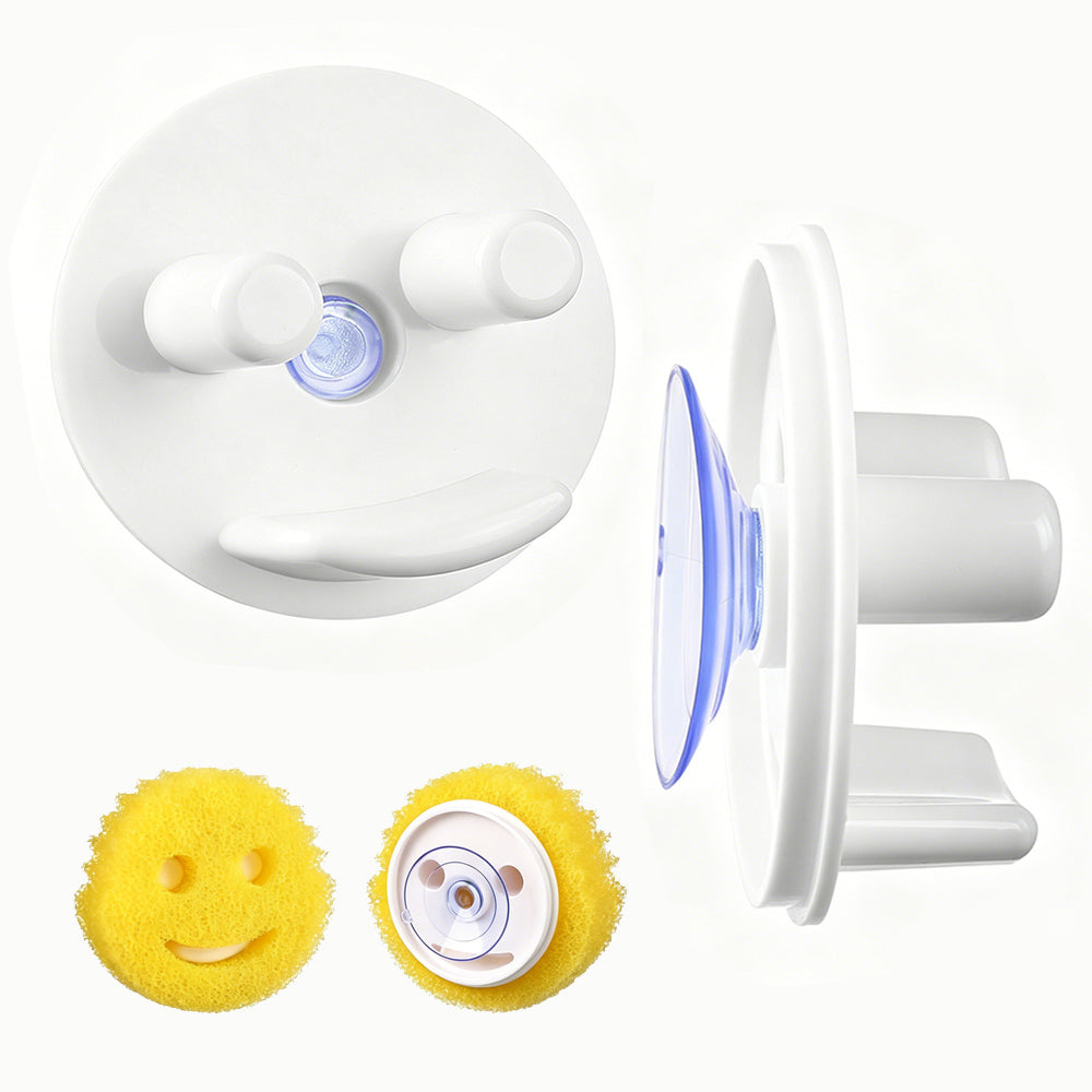 Suction Cup Sponge Holder Wall Mount for Smile Sponges No-Drill Kitchen Organizer