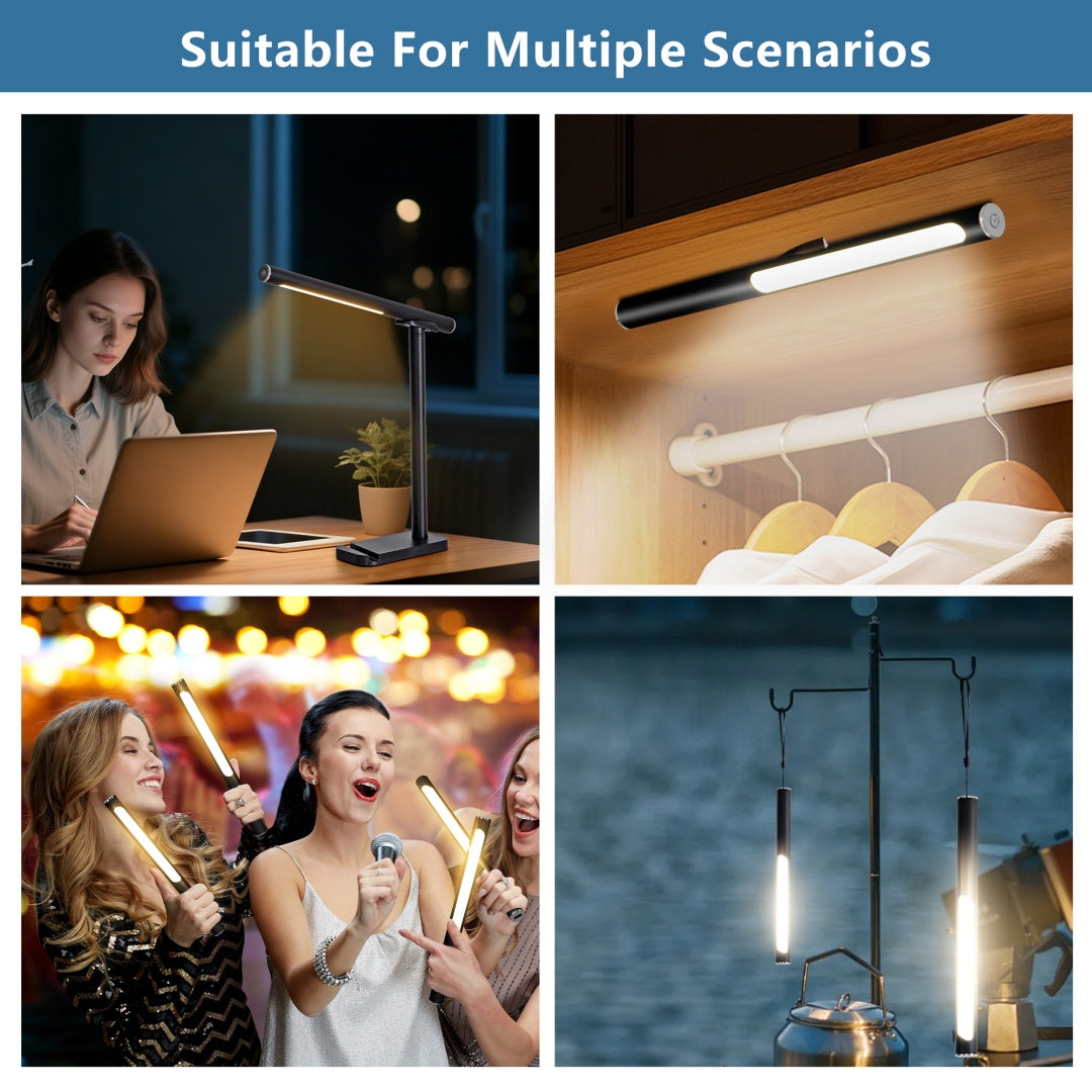 LED Desk Lamp Dimmable Reading Light with USB Charging & 5 Modes - Black