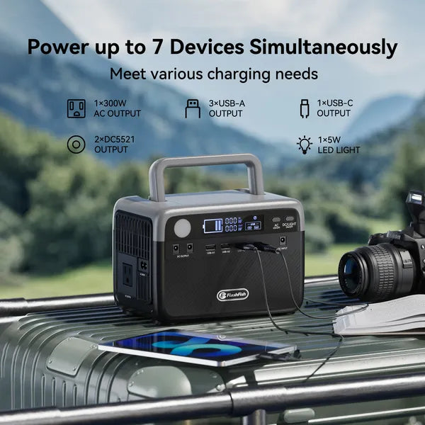 Portable Solar Generator 300W with AC Outlets - 230.4Wh Power Station