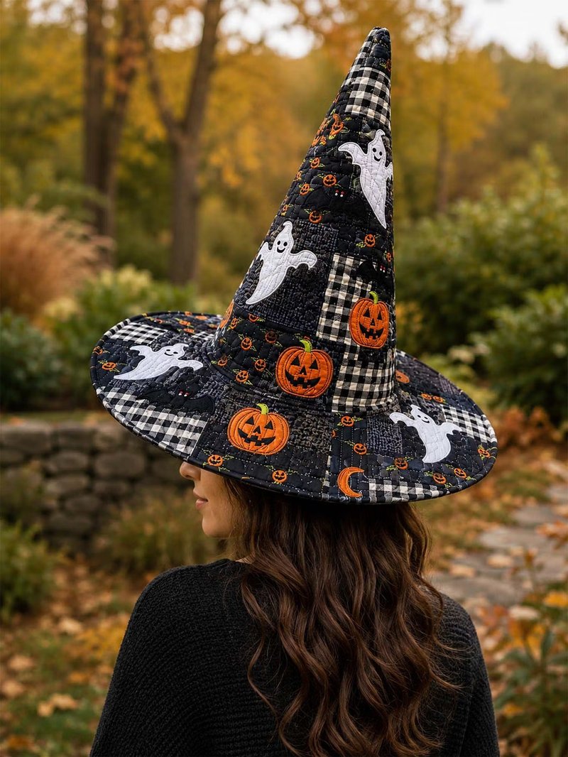 Embroidered Witch Hat 3D Digital Print Decoration