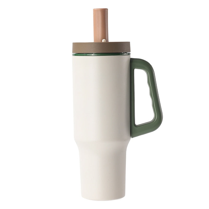 Large Capacity Insulated Water Bottle with Quick-Release Straw - 1100ml